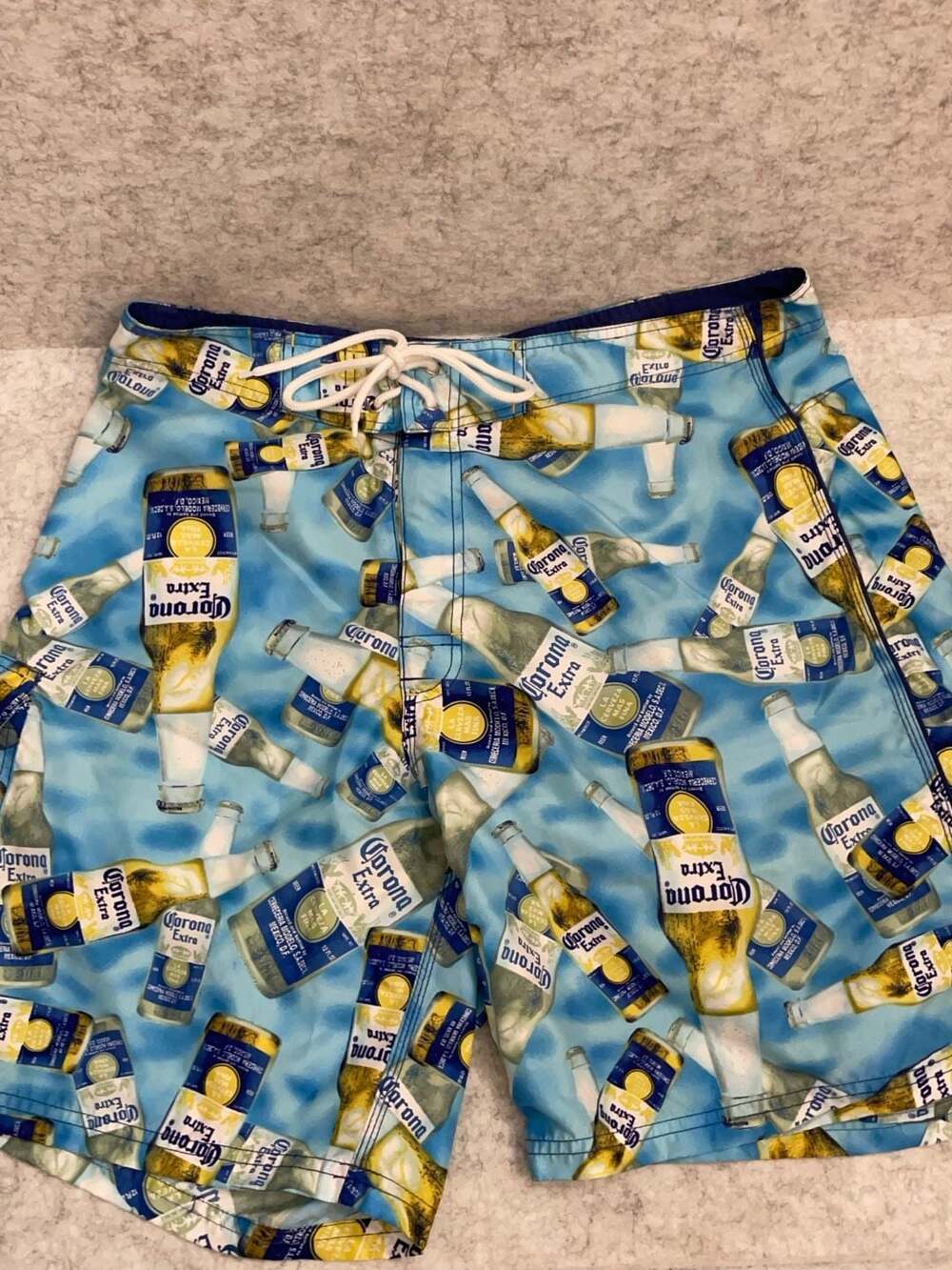 36 waist Corona Extra Men's All-Over Beer Bottle Print Board Shorts